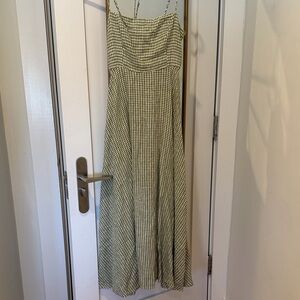 Reformation Green Checkered Maxi Dress